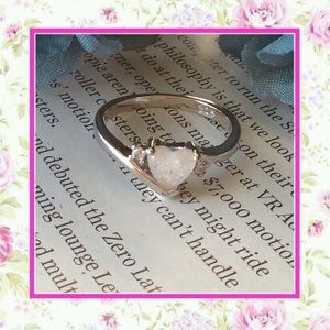 🎀 HEART OPAL MOONSTONE RING FIRE DIAMOND BOHO SILVER PRETTY CUTE LOVE PROMISE
